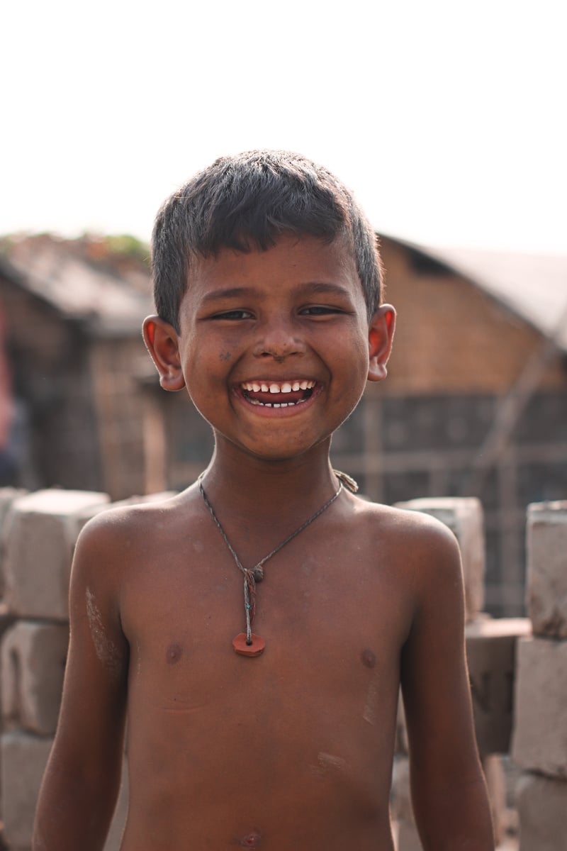 Topless Boy Smiling