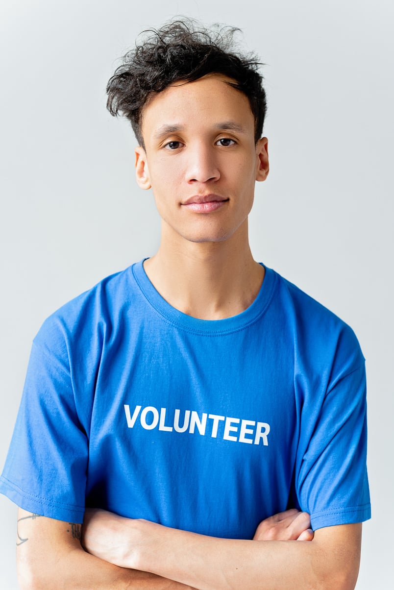 Close-Up Shot of a Man in Blue Shirt